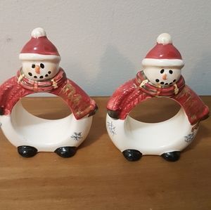 Pair of snowman napkin rings